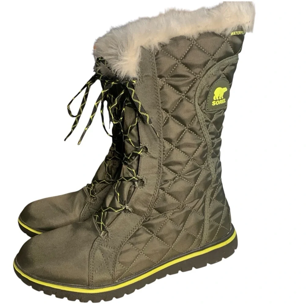 SOREL Women’s Green Faux Fur Trim Winter‎ Boots – Size 9
